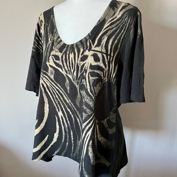 LUCKY BRAND Grey and Cream Zebra Cotton Shirt L - Picture 2 of 8
